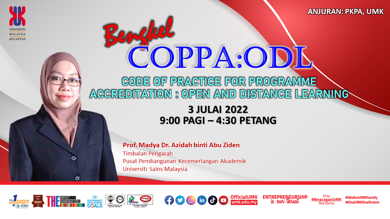 BENGKEL CODE OF PRACTICE FOR PROGRAMME ACCREDITATION: OPEN AND DISTANCE LEARNING (COPPA: ODL)
